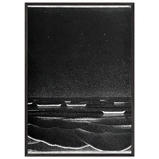 FLUORESCENT SEA - MC Escher 70x100 cm / 28x40 inches Framed Art Print – Black Wooden Frame | Maurits Cornelis Escher Prints