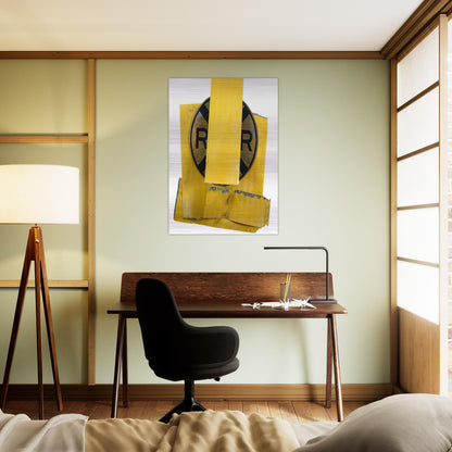 YELLOW VISOR GLUT 1989 - Robert Rauschenberg Brushed Aluminum Print - 70x100 cm / 28x40 inches | Robert Rauschenberg Aluminum Print | Robert Rauschenberg Prints