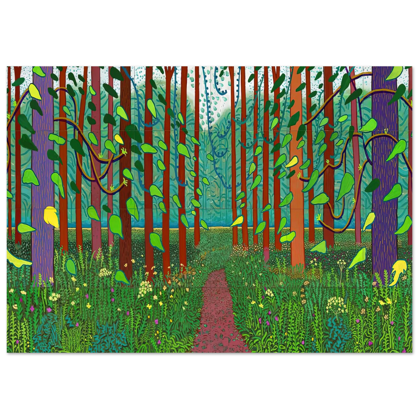 David Hockney - David Hockney Wall art - 60x80 cm / 24x32 inches - Premium Wooden Framed Poster With Fine Art Paper-canvas - White frame