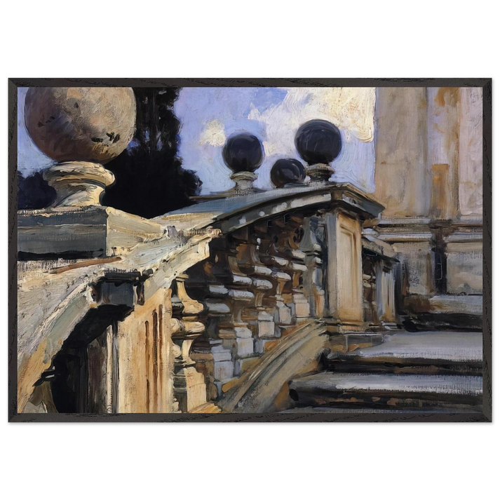 The Steps of the Church of S S Domenico-e-Siste in Rome - John Singer Sargent 70x100 cm / 28x40 inches Framed Art Print – Black Wooden Frame