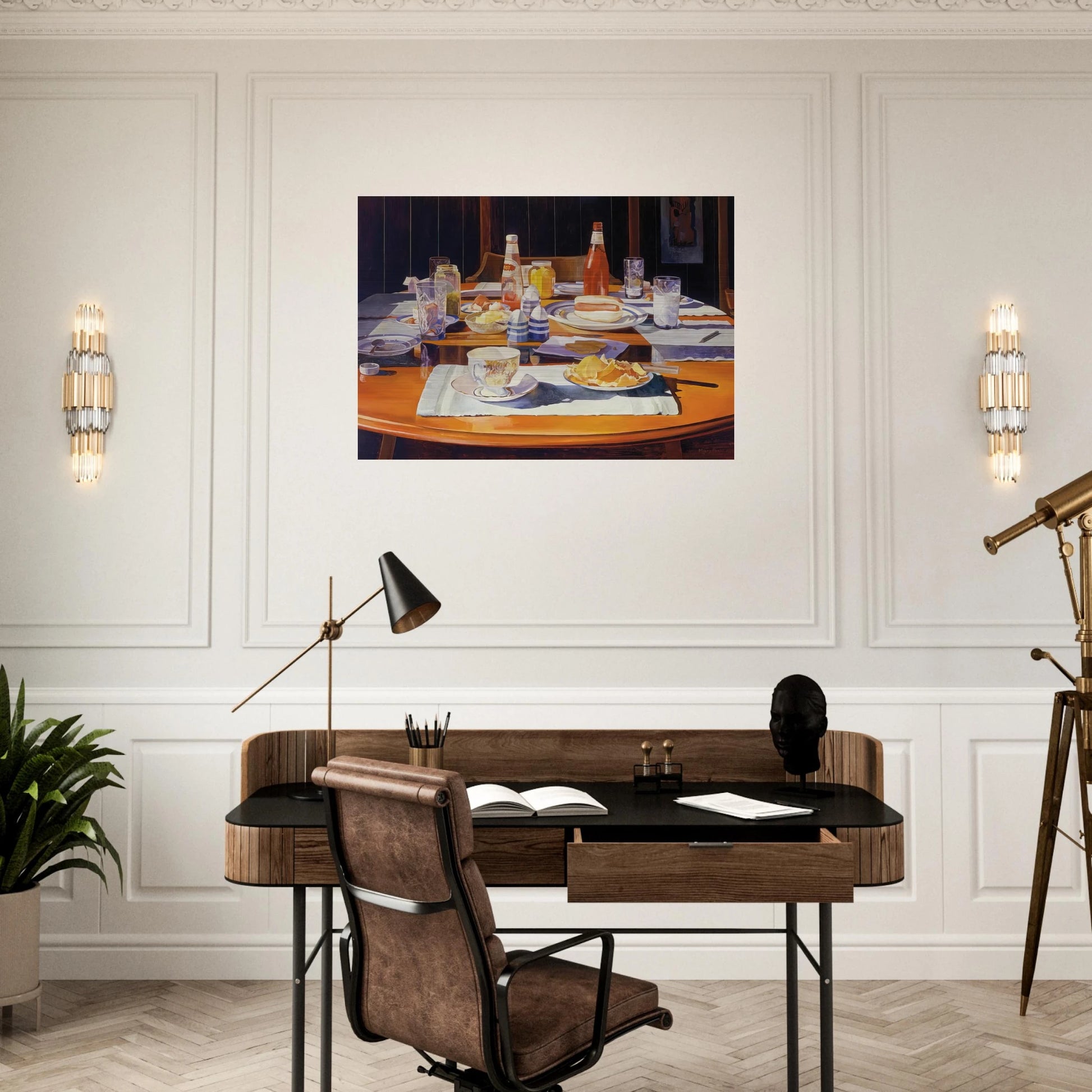 Supper Table - 1969 - Mary Pratt Brushed Aluminum Print - 70x100 cm / 28x40 inches | Mary Pratt Aluminum Print | Mary Pratt Prints