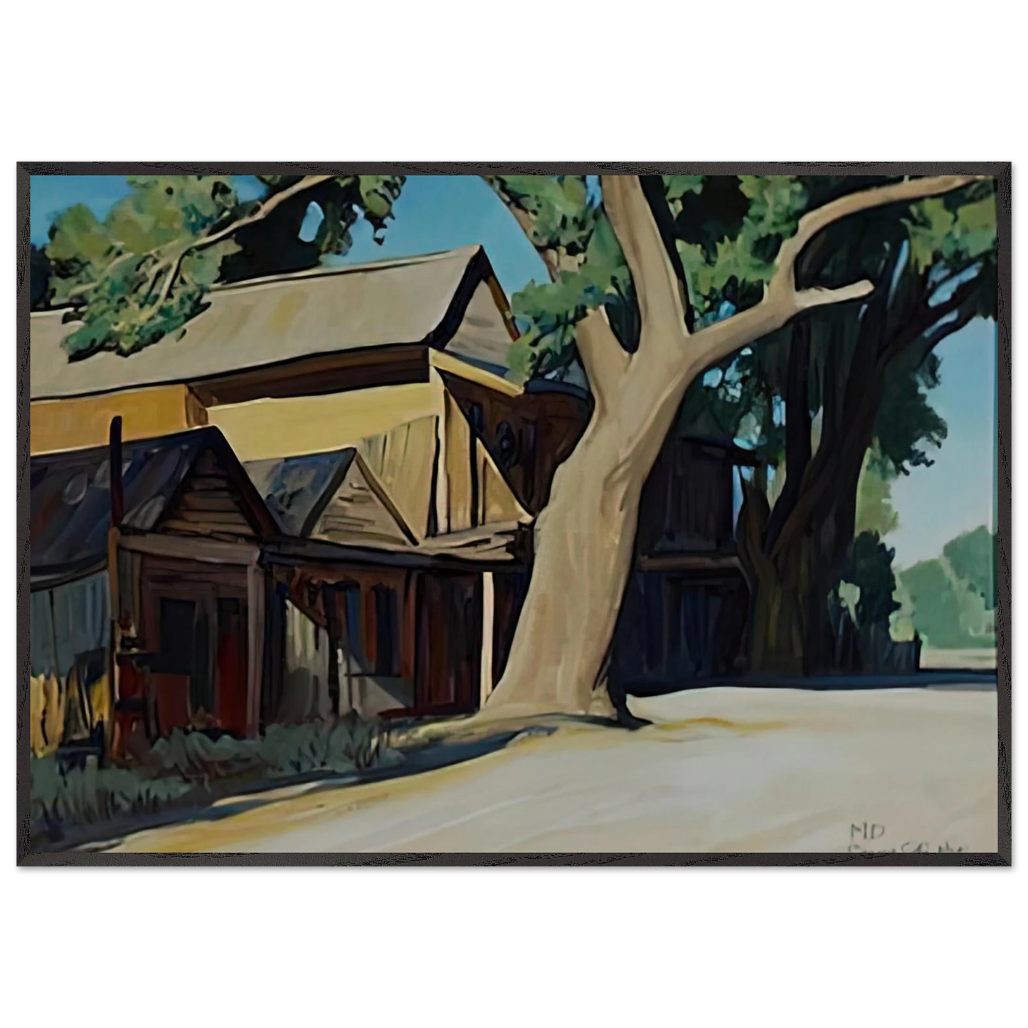 Maynard Dixon - OLD CHINATOWN CARSON CITY NEVADA 1937 Wall art - 15x20 cm / 6x8 inches - Premium Wooden Framed Poster With Fine Art Paper-canvas - White frame