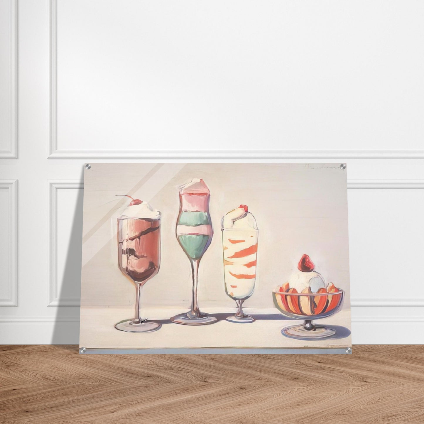Four Sundaes - Pop Art - Wayne Thiebaud Acrylic Print - 70x100 cm / 28x40″ inches