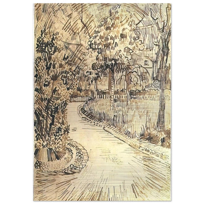 Public Garden with a Corner of the Yellow House - Vincent van Gogh Brushed Aluminum Print - 70x100 cm / 28x40 inches | Vincent van Gogh Aluminum Print | Vincent van Gogh Prints