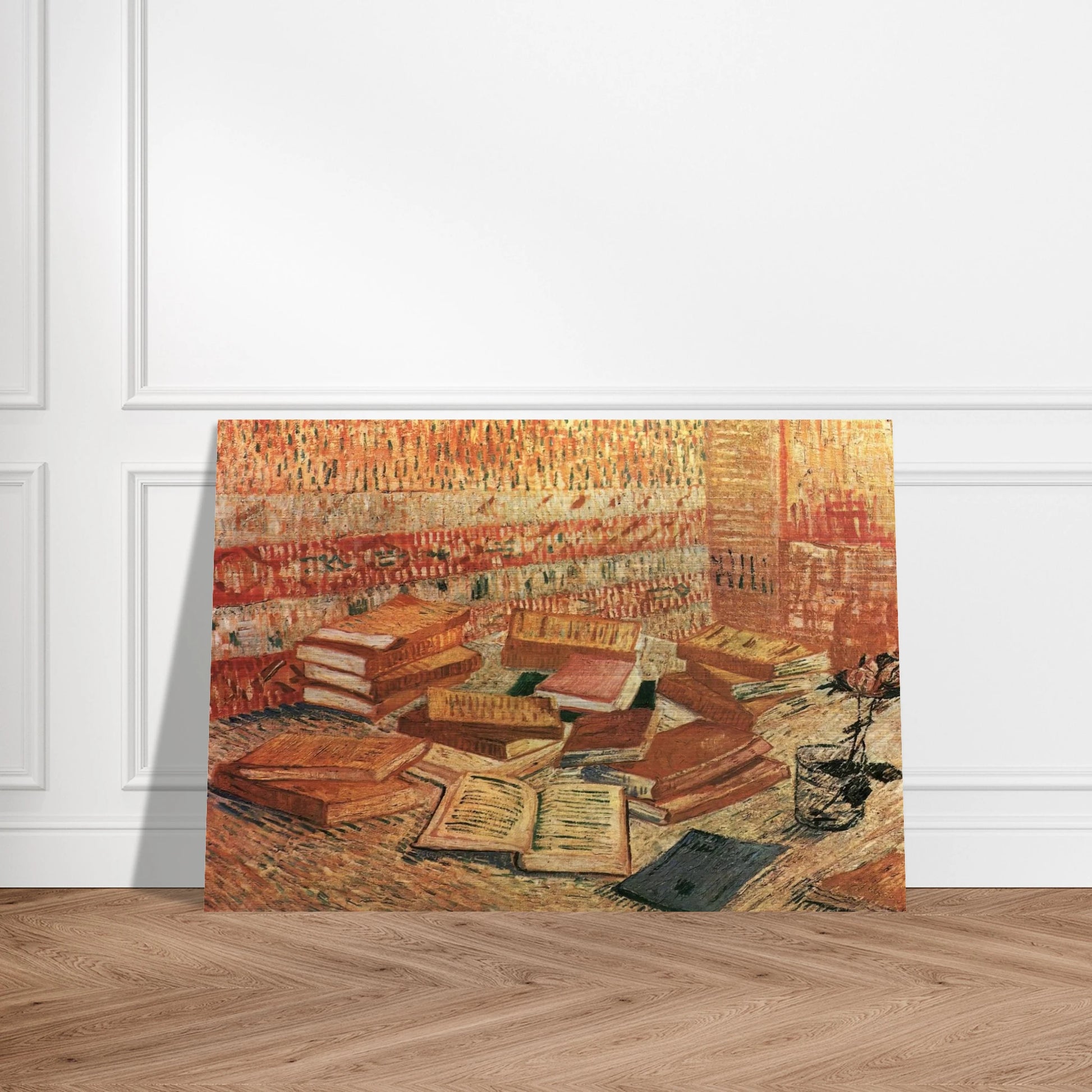 Still Life - French Novels and Rose - Vincent van Gogh Brushed Aluminum Print - 70x100 cm / 28x40 inches | Vincent van Gogh Aluminum Print | Vincent van Gogh Prints