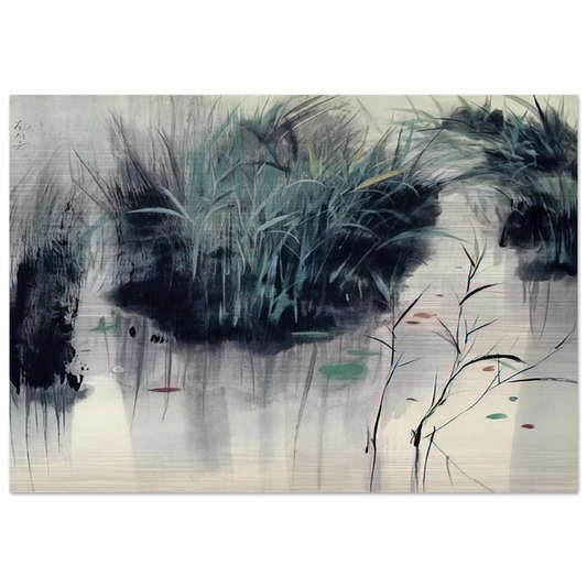 Untitled - Impressionism, Ink and wash painting - Wu Guanzhong Brushed Aluminum Print - 70x100 cm / 28x40 inches | Wu Guanzhong Aluminum Print | Wu Guanzhong Prints