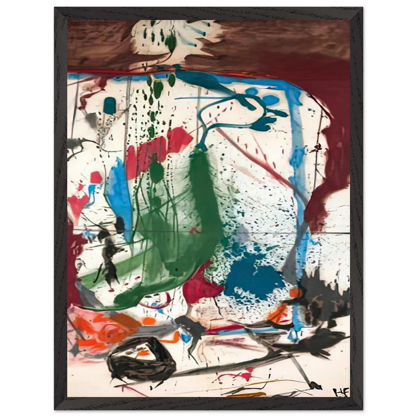 Helen Frankenthaler - Las Mayas, 1958- Wall Art - 30x40 cm / 12x16 inches - Premium Wooden Framed Poster With Fine Art Paper-canvas - Black frame