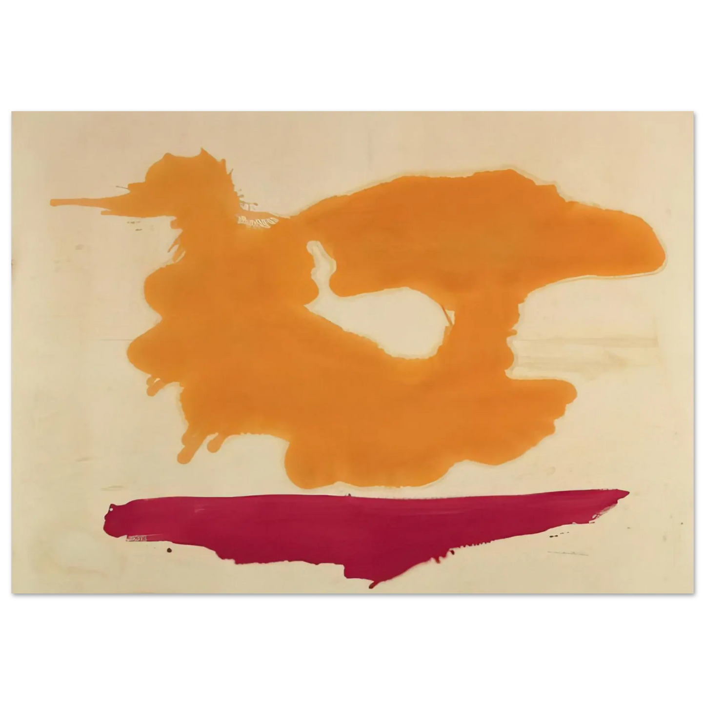 Helen Frankenthaler - Only Orange - 1963 Wall art - A2 (42 x 59.4  cm) - Premium Wooden Framed Poster With Fine Art Paper - Wood frame