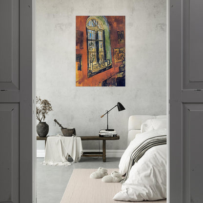 Window of Vincent's Studio at the Asylum - Vincent van Gogh Brushed Aluminum Print - 70x100 cm / 28x40 inches | Vincent van Gogh Aluminum Print | Vincent van Gogh Prints