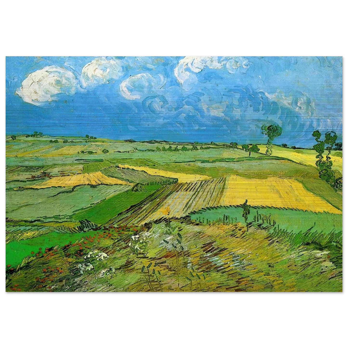 Wheat Fields at Auvers Under Clouded Sky - Vincent van Gogh Brushed Aluminum Print - 70x100 cm / 28x40 inches | Vincent van Gogh Aluminum Print | Vincent van Gogh Prints