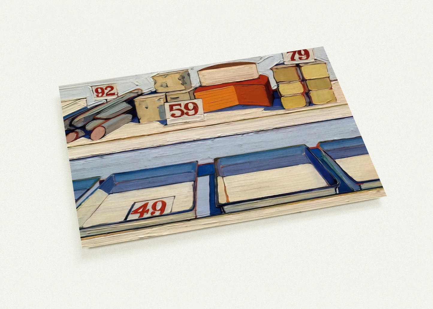 Delicatessen Counter - 1962 By Wayne Thiebaud Pack of 10 Post Cards | Wayne Thiebaud Post Cards | A6 (10.5 x 14.8 cm) - 4.1 x 5.8 inches