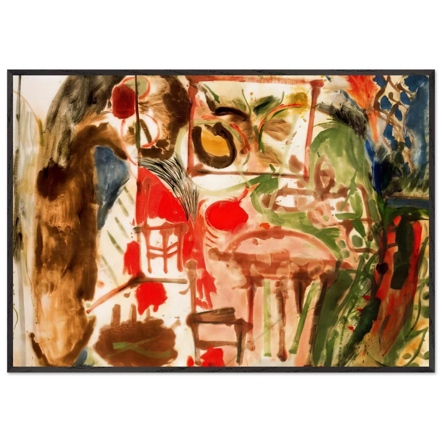 Helen Frankenthaler - Interior - 1957 Wall art - 15x20 cm / 6x8 inches - Premium Wooden Framed Poster With Fine Art Paper-canvas - Black frame