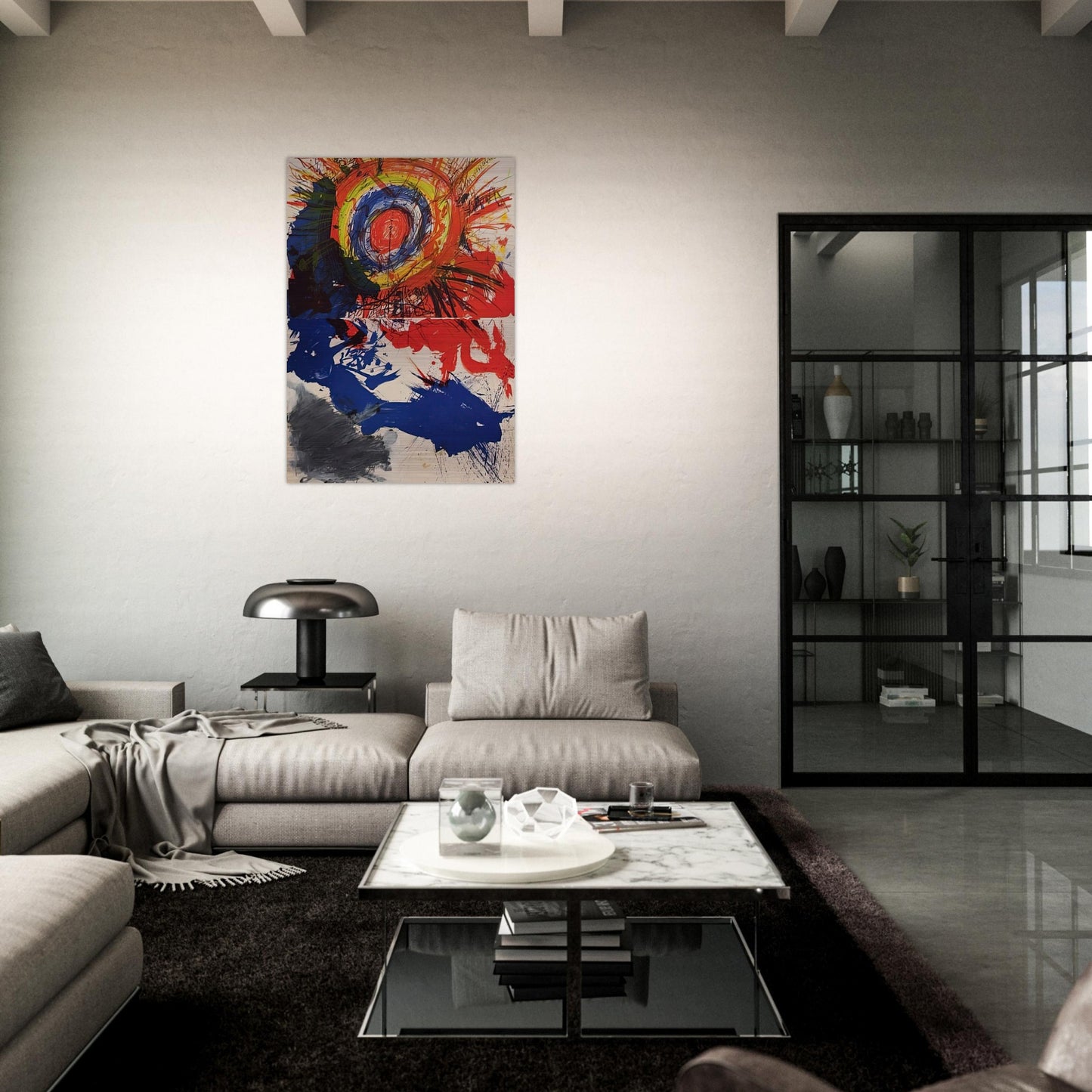 Composition - 1957 - Walasse Ting Brushed Aluminum Print - 70x100 cm / 28x40 inches | Walasse Ting Aluminum Print | Walasse Ting Prints