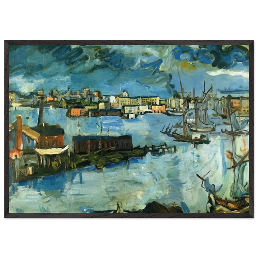 STOCKHOLM HARBOUR - OSKAR KOKOSCHKA 70x100 cm / 28x40 inches Framed Art Print – Black Wooden Frame
