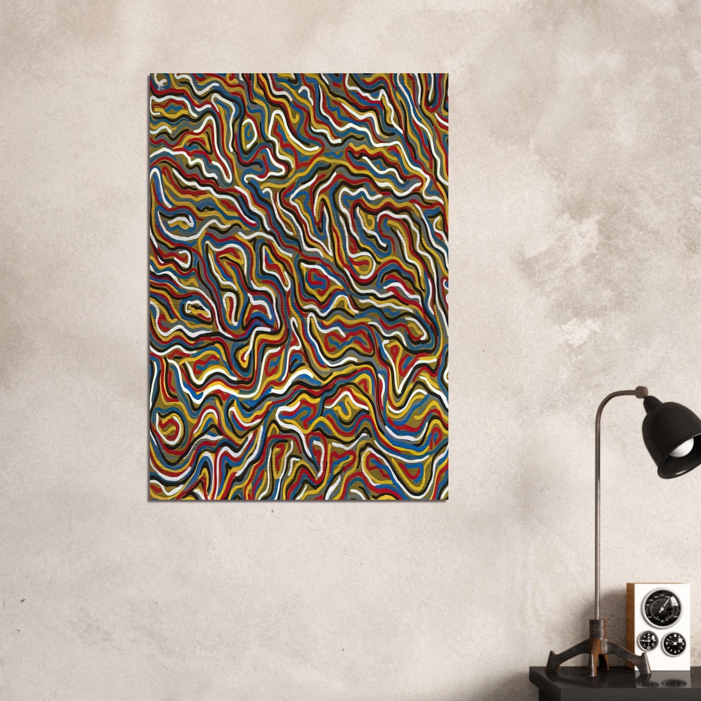Squiggly Brushstrokes Olive - Sol LeWitt Brushed Aluminum Print - 70x100 cm / 28x40 inches | Sol LeWitt Aluminum Print | Sol LeWitt Prints