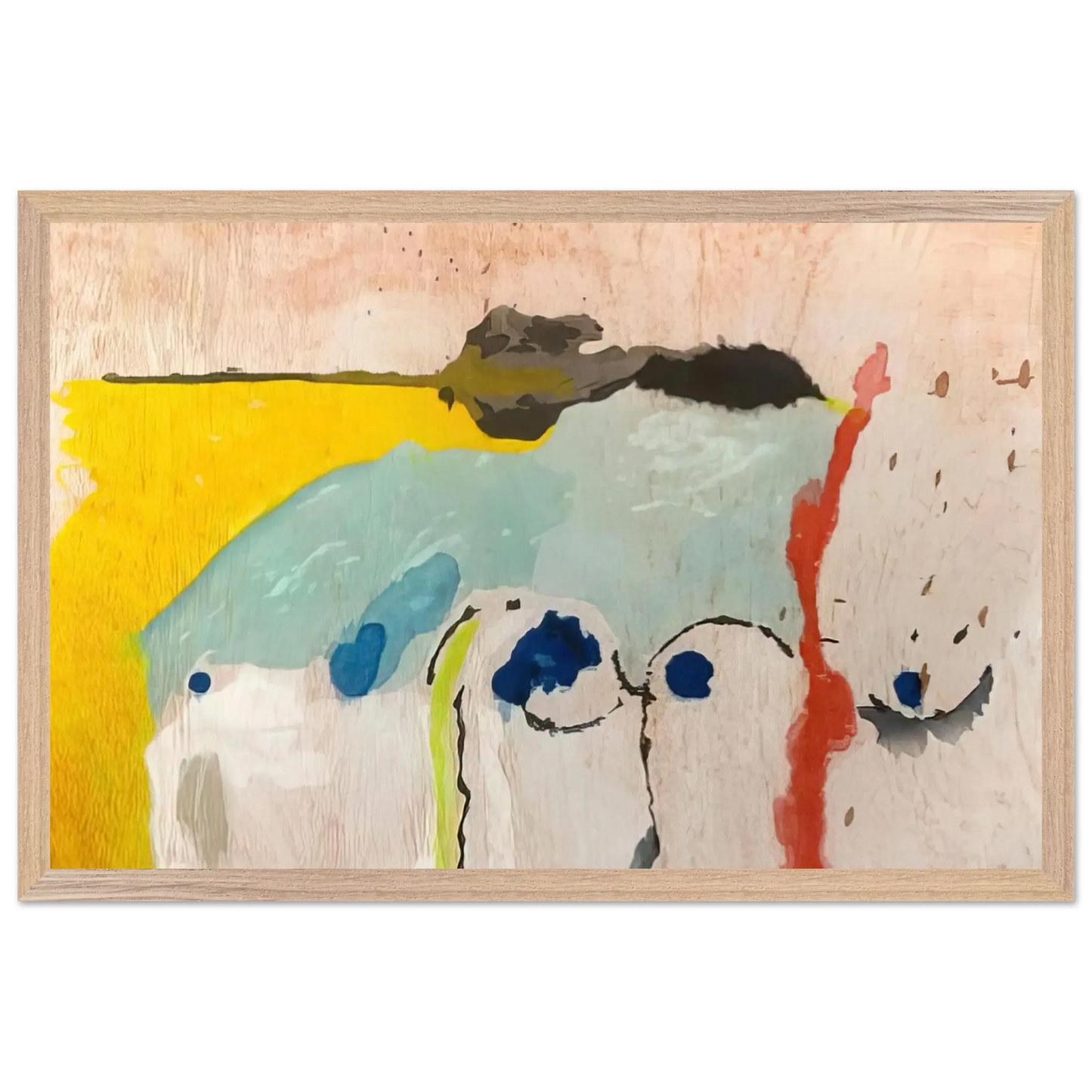 Helen Frankenthaler - Tales of Genji I - 1998 Wall art - 60x80 cm / 24x32 Inches - Premium Wooden Framed Poster With Fine Art Paper - Black frame