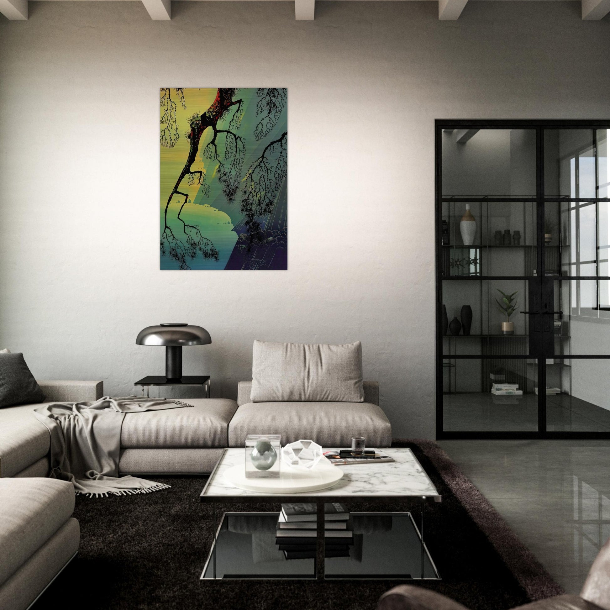 Fog Mist - Eyvind Earle Brushed Aluminum Print - 70x100 cm / 28x40 inches | Eyvind Earle Aluminum Print | Eyvind Earle Prints