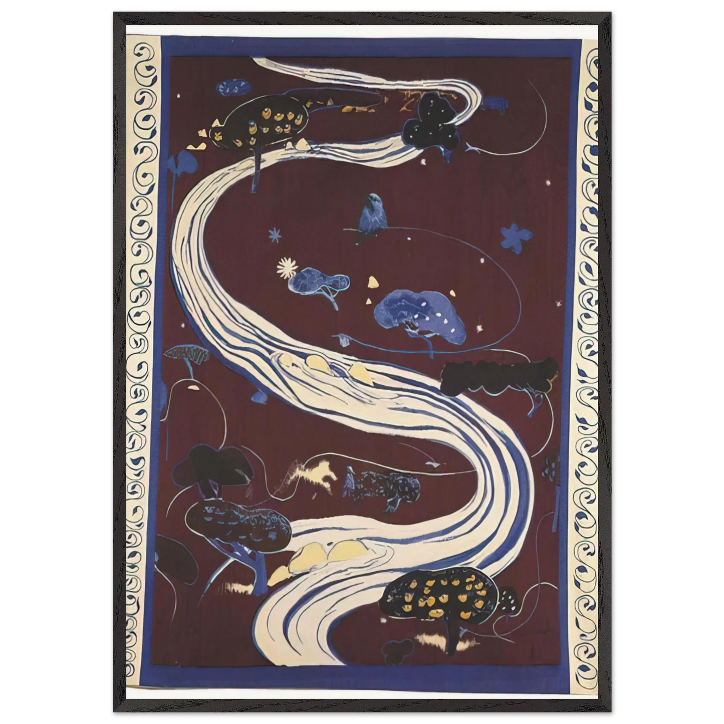 The River - figurative - Brett Whiteley 70x100 cm / 28x40 inches Framed Art Print – Black Wooden Frame