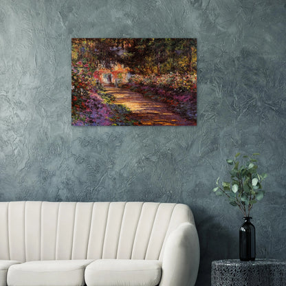 Pathway in Monet's Garden at Giverny - claude monet Brushed Aluminum Print - 70x100 cm / 28x40 inches | claude monet Aluminum Print | claude monet Prints