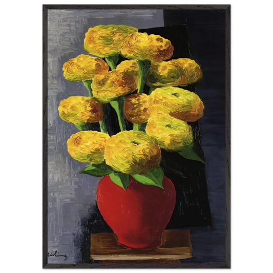 FLOWERS AND SHELLS 1919 - Moise Kisling 70x100 cm / 28x40 inches Framed Art Print – Black Wooden Frame