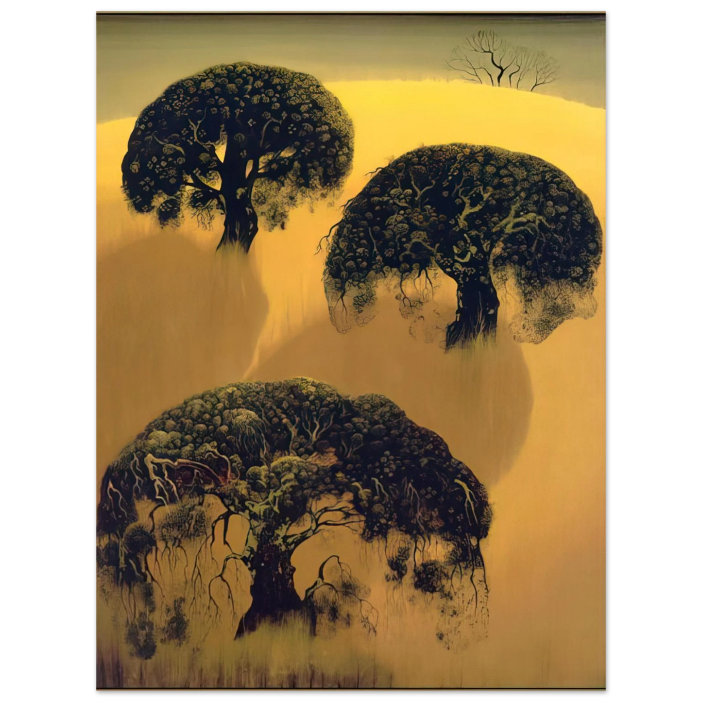 Eyvind Earle - Three Oaks  75x100 cm / 30x40inches Fine Art Poster
