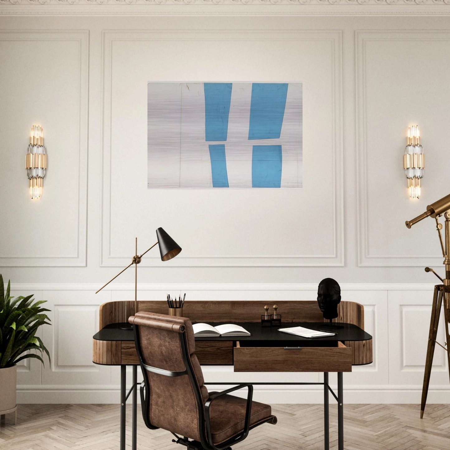 Blue and White - Ellsworth Kelly Brushed Aluminum Print - 70x100 cm / 28x40 inches | Ellsworth Kelly Aluminum Print | Ellsworth Kelly Prints