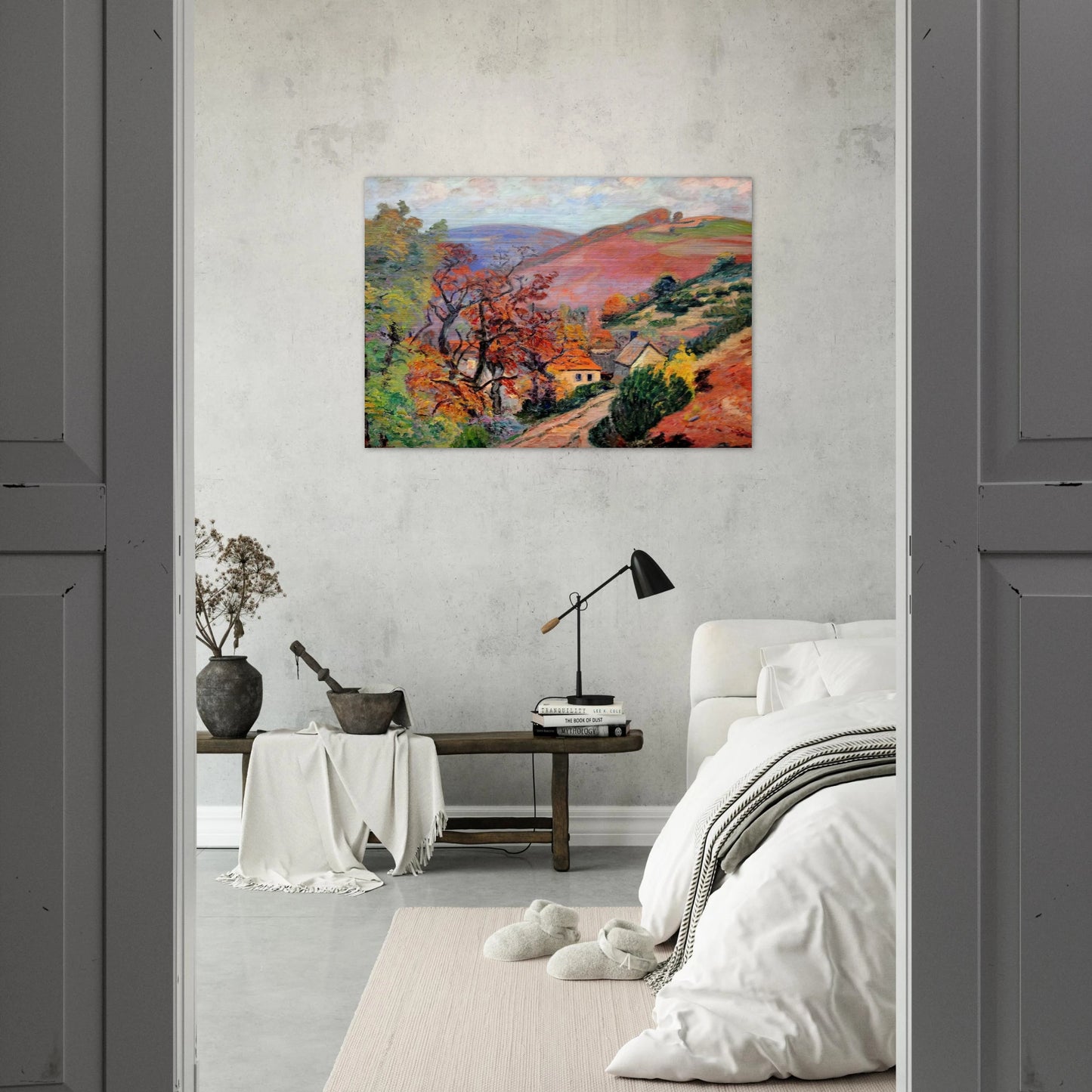 Mountain Landscape - Pontgibaud, village in Peschadoire - Armand Guillaumin Brushed Aluminum Print - 70x100 cm / 28x40 inches | Armand Guillaumin Aluminum Print | Armand Guillaumin Prints