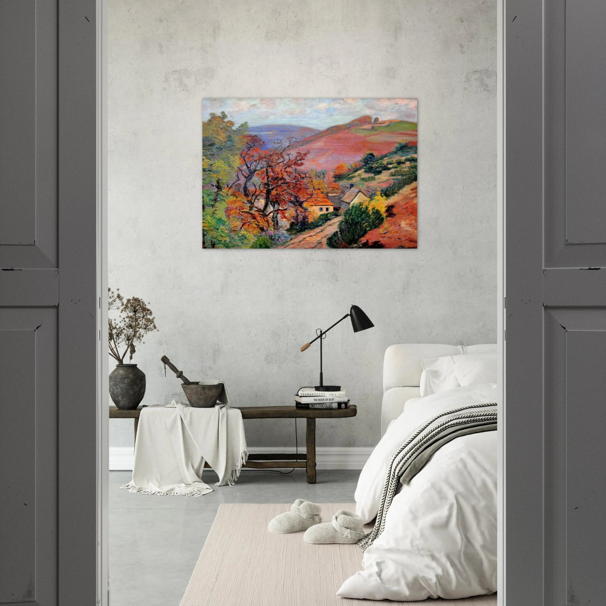 Mountain Landscape - Pontgibaud, village in Peschadoire - Armand Guillaumin Brushed Aluminum Print - 70x100 cm / 28x40 inches | Armand Guillaumin Aluminum Print | Armand Guillaumin Prints