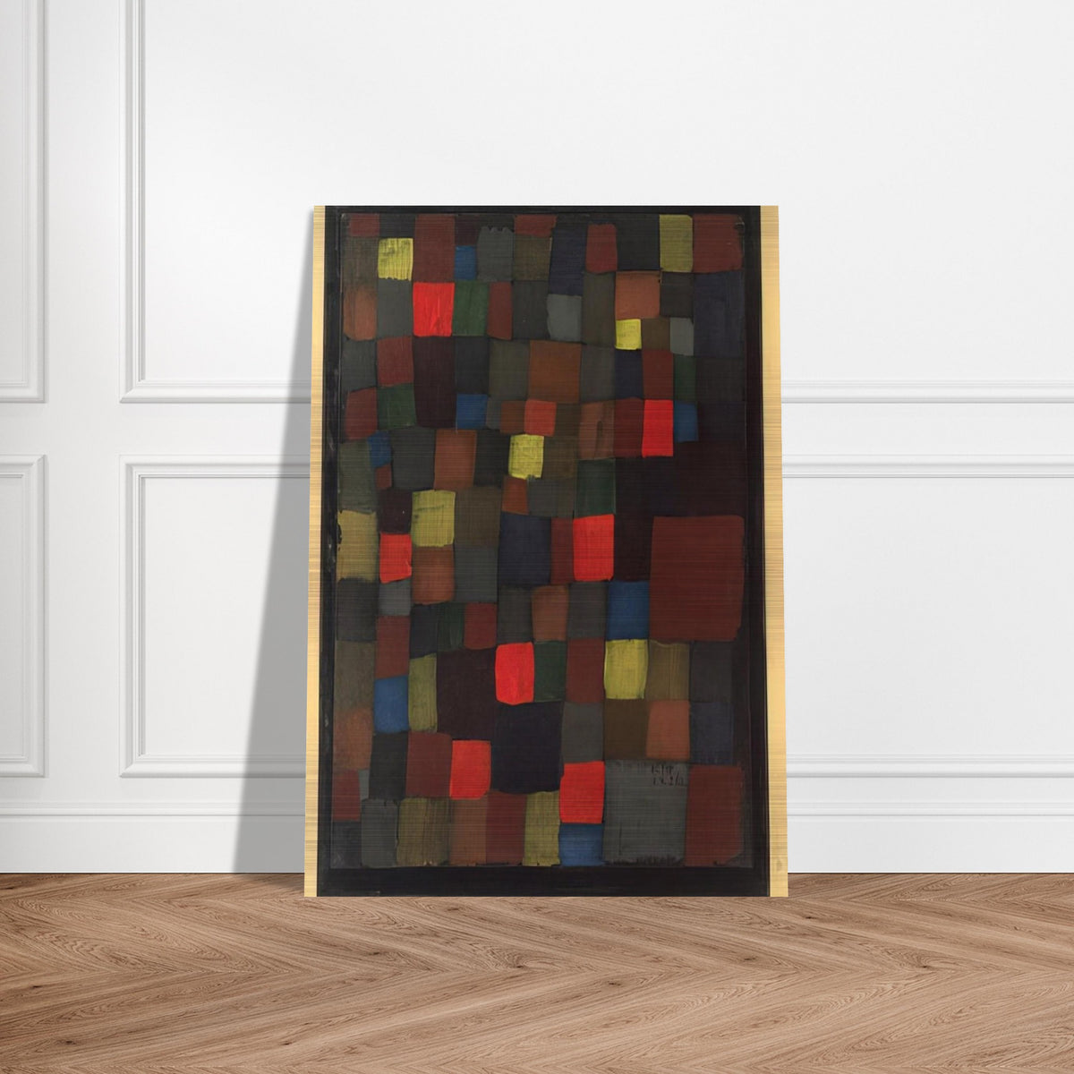 ABSTRACT COLOUR HARMONY IN SQUARES WITH VERMILLION ACCENTS 1924 - Paul Klee Brushed Aluminum Print - 70x100 cm / 28x40 inches | Paul Klee Aluminum Print | Paul Klee Prints