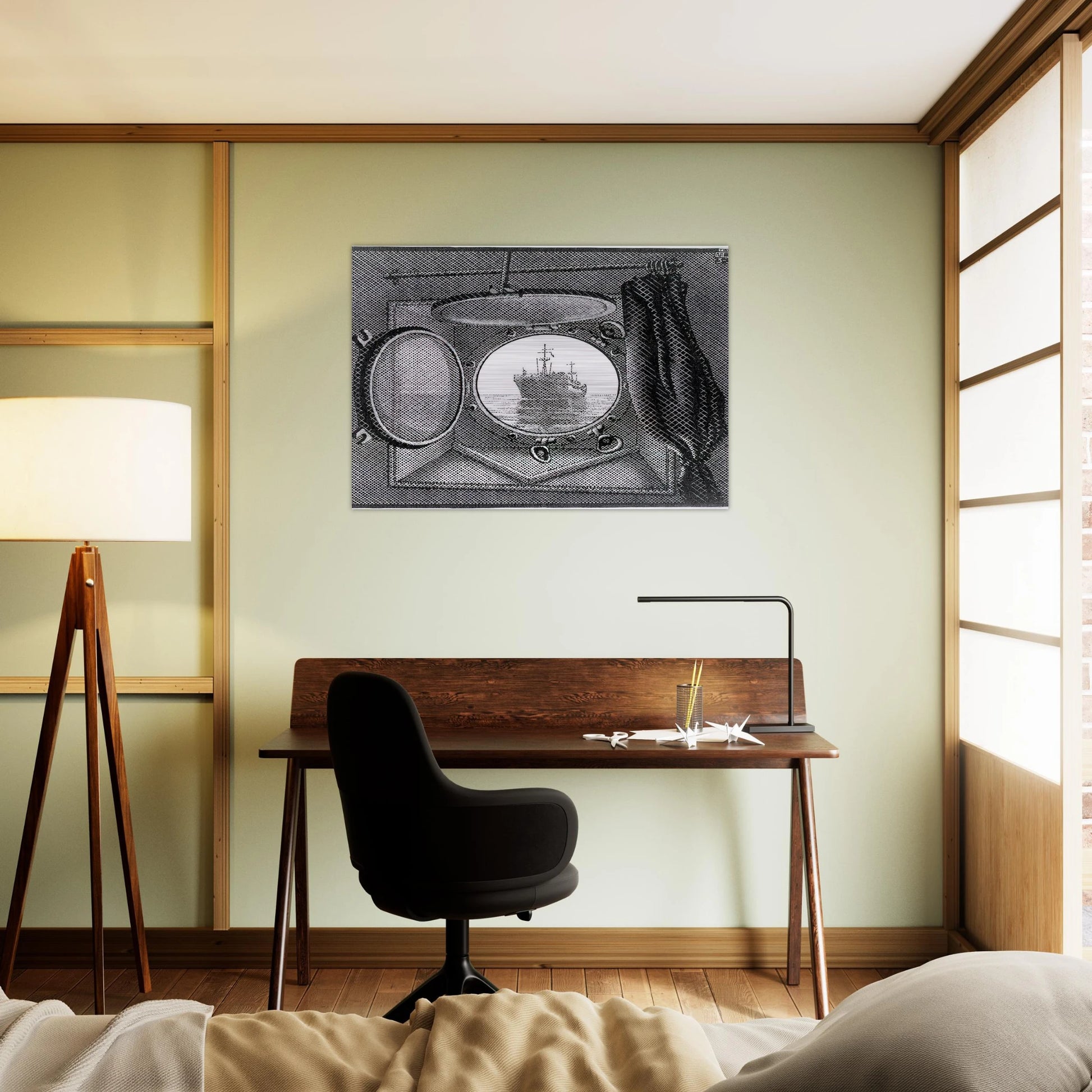 PORTHOLE - MC Escher Brushed Aluminum Print - 70x100 cm / 28x40 inches | MC Escher Aluminum Print | MC Escher Prints