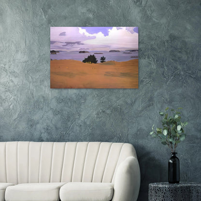 PENOBSCOT BAY WITH YELLOW FIELD 1968 - Fairfield Porter Brushed Aluminum Print - 70x100 cm / 28x40 inches | Fairfield Porter Aluminum Print | Fairfield Porter Prints