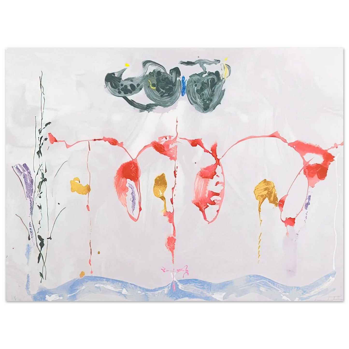 Helen Frankenthaler - Aerie - 2009 Wall art - 60x80 cm / 24x32 inches - Premium Wooden Framed Poster With Fine Art Paper-canvas - Black frame