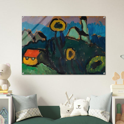 LANDSCHAFT MIT SONNENBLUMEN 1910 - Gabriele Munter Acrylic Print - 70x100 cm / 28x40″ inches | Gabriele Munter Wall Art | Gabriele Munter Prints