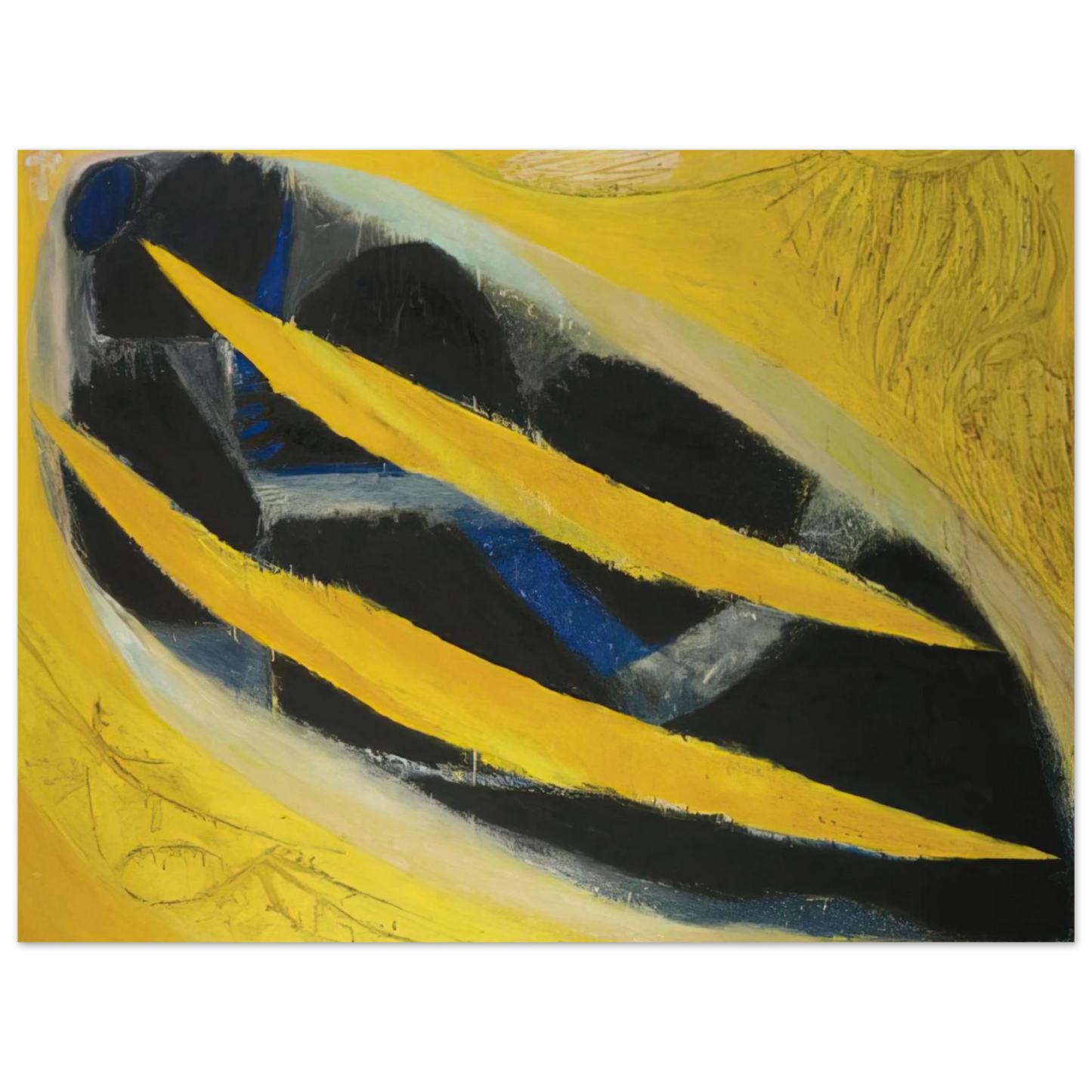 Frank Lobdell - Dark Presence III, Yellow - 1963  75x100 cm / 30x40inches Fine Art Poster