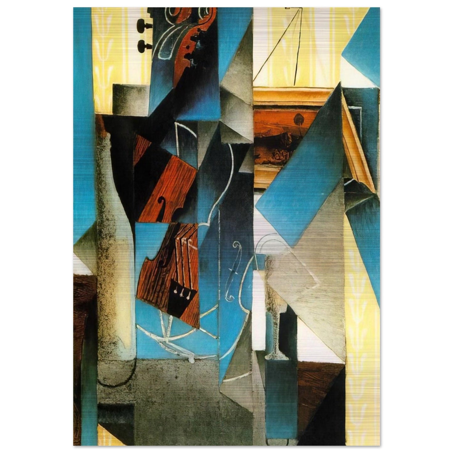 VIOLIN AND PRINT 1913 - Juan Gris Brushed Aluminum Print - 70x100 cm / 28x40 inches | Juan Gris Aluminum Print | Juan Gris Prints