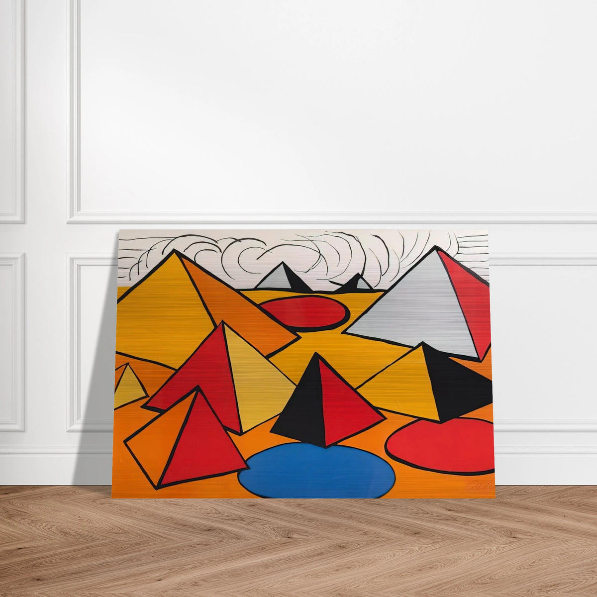 PRYAMIDS AND CLOUDS 1970 - Alexander Calder Brushed Aluminum Print - 70x100 cm / 28x40 inches | Alexander Calder Aluminum Print | Alexander Calder Prints