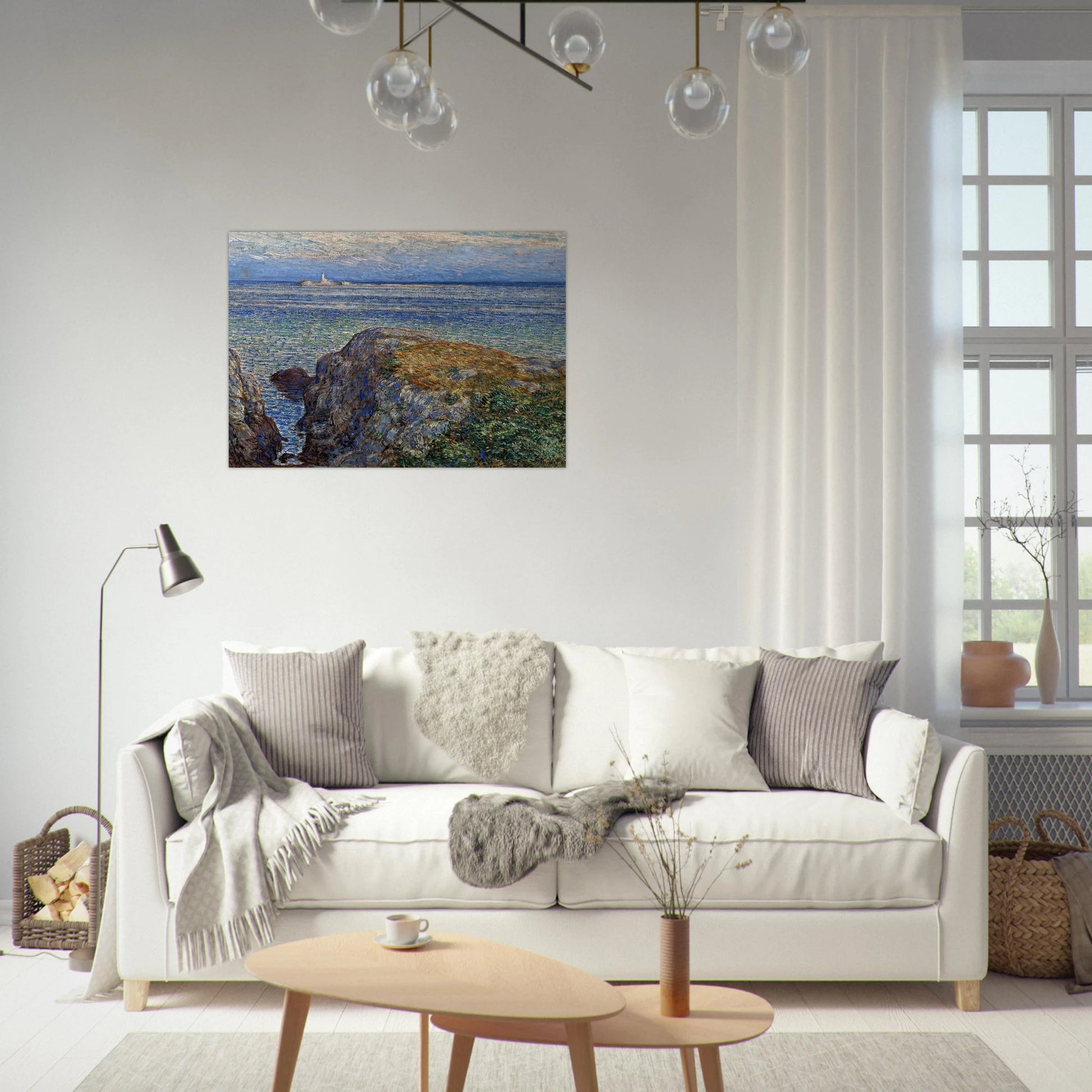 White island light isles of shoals at sundown - Childe Hassam Brushed Aluminum Print - 70x100 cm / 28x40 inches | Childe Hassam Aluminum Print | Childe Hassam Prints