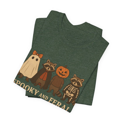 Gruseliges Waschbär-Shirt, lustiges Halloween-T-Shirt mit Grafik, süßes Vintage-Herbst-T-Shirt, trendiges Damen-Halloween-Shirt, T-Shirt mit wildem Waschbär-Motiv