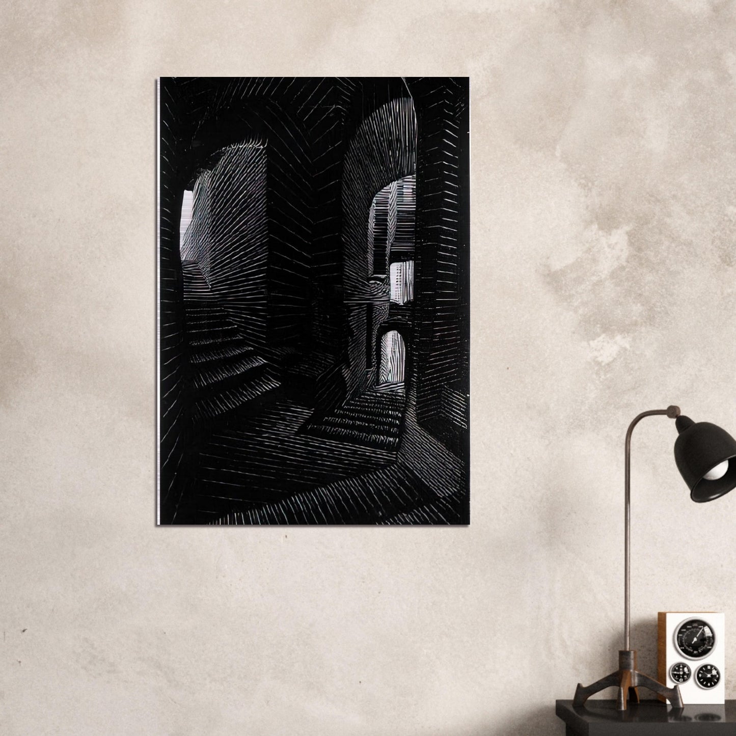 COVERED ALLEY IN ATRANI - MC Escher Brushed Aluminum Print - 70x100 cm / 28x40 inches | MC Escher Aluminum Print | MC Escher Prints