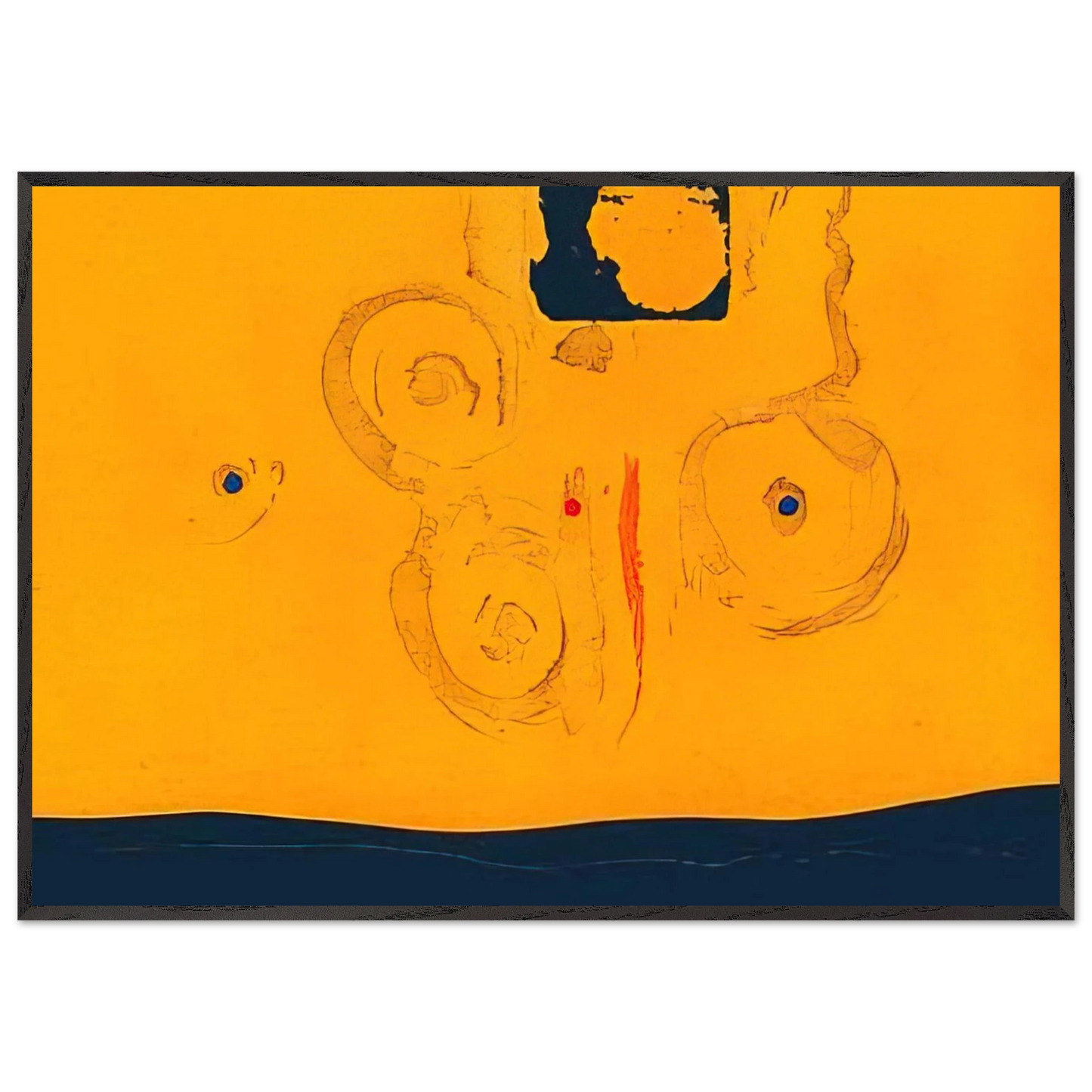 Helen Frankenthaler - Plaza Real - 1988 Wall art - 28x43  cm / XL (11x17 inches) - Premium Wooden Framed Poster With Fine Art Paper-canvas - Black frame
