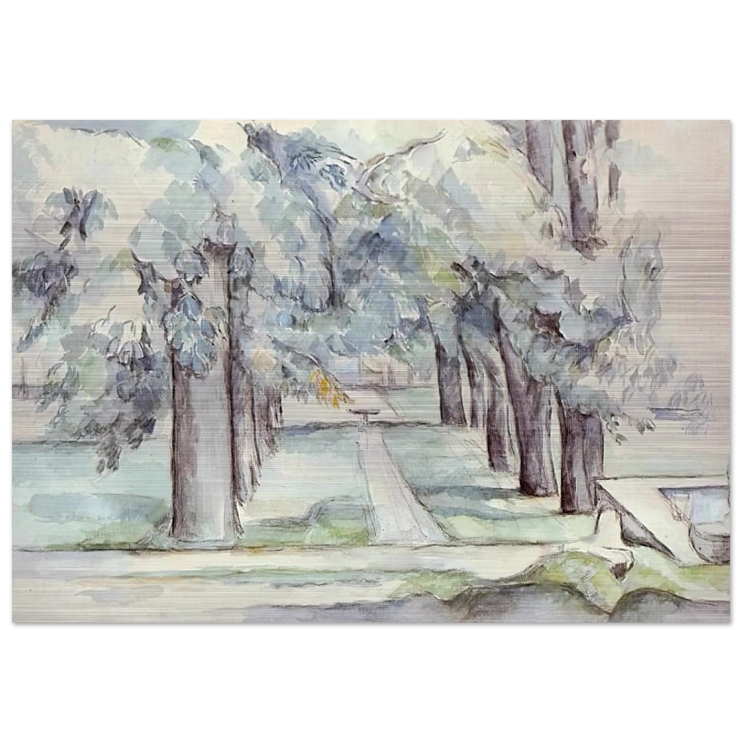 Pool and Lane of Chestnut Trees at Jas de Bouffan - Paul Cézanne Brushed Aluminum Print - 70x100 cm / 28x40 inches | Paul Cézanne Aluminum Print | Paul Cézanne Prints