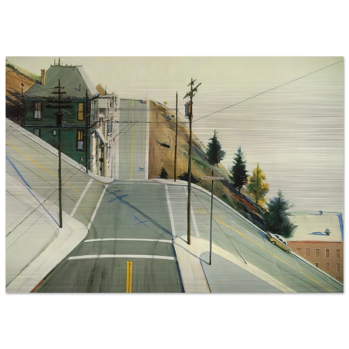 24th Street Intersection - 1977 - Wayne Thiebaud Brushed Aluminum Print - 70x100 cm / 28x40 inches | Wayne Thiebaud Aluminum Print | Wayne Thiebaud Prints