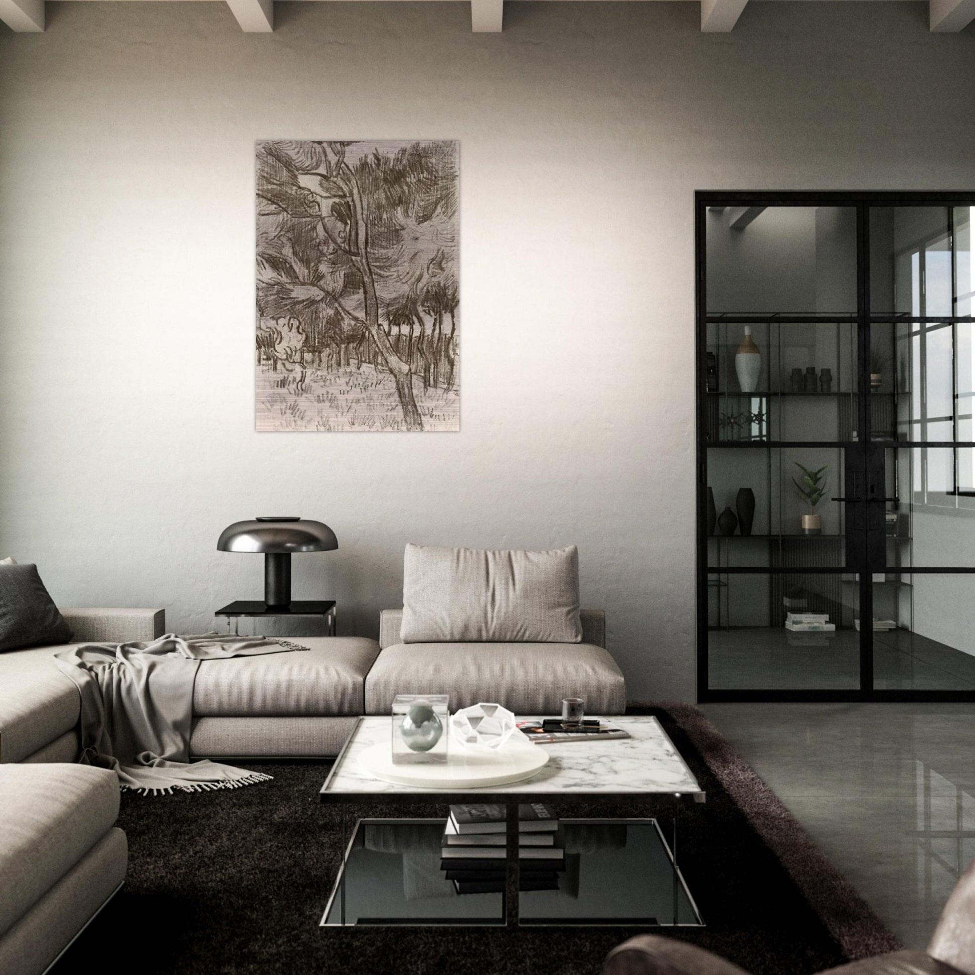 Pine Trees in the Garden of the Asylum - Vincent van Gogh Brushed Aluminum Print - 70x100 cm / 28x40 inches | Vincent van Gogh Aluminum Print | Vincent van Gogh Prints