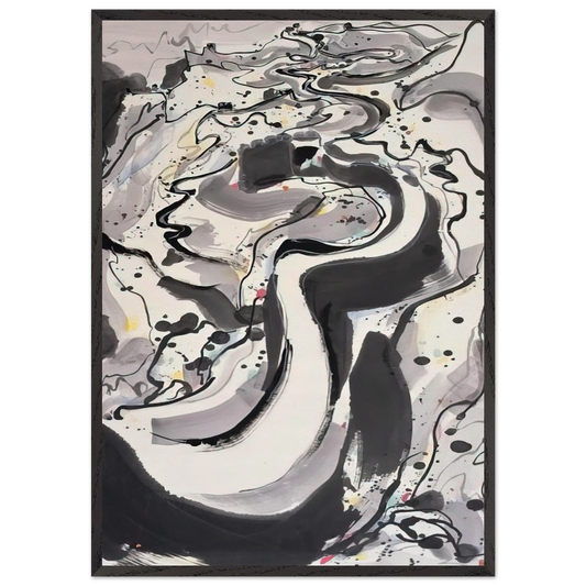 The Great Wall I - 1986 - Wu Guanzhong 70x100 cm / 28x40 inches Framed Art Print – Black Wooden Frame