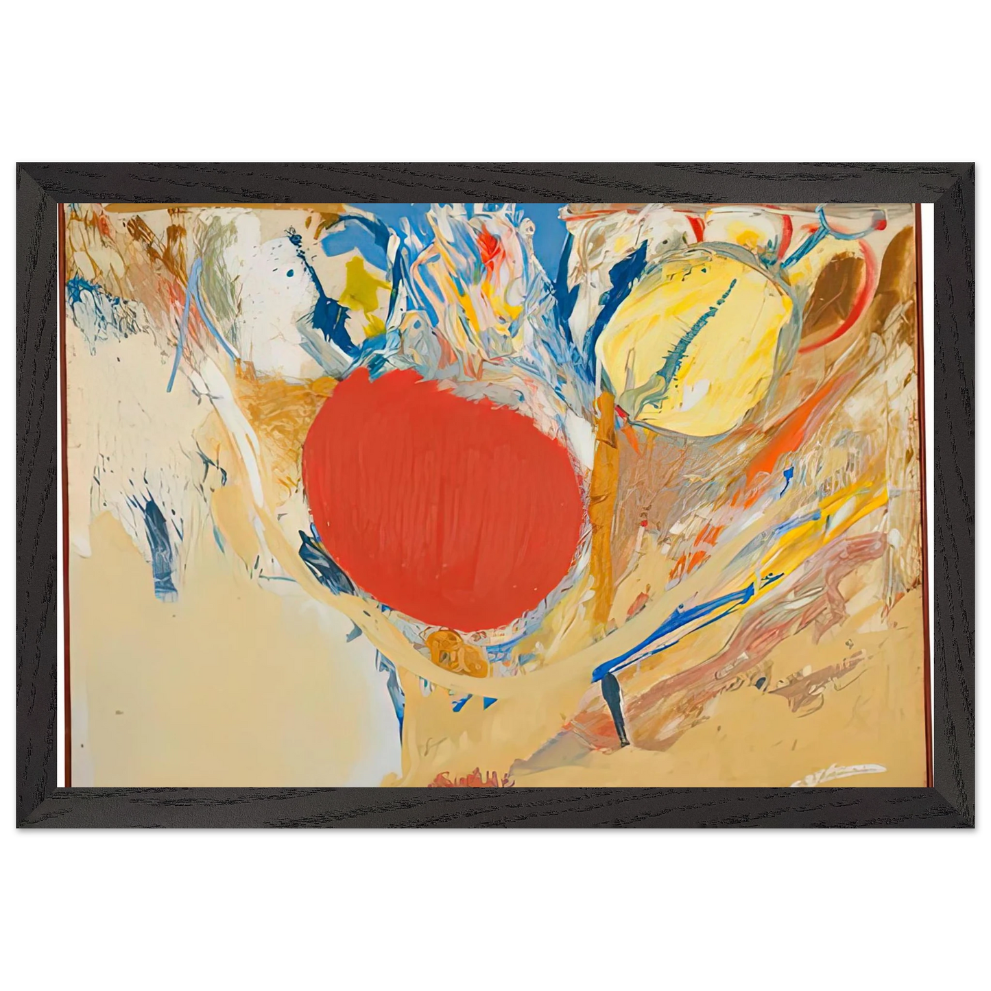 Helen Frankenthaler - Break Through, 1956- Wall Art - 21x29.7 cm / 8x12" - Premium Wooden Framed Poster With Fine Art Paper-canvas - White frame