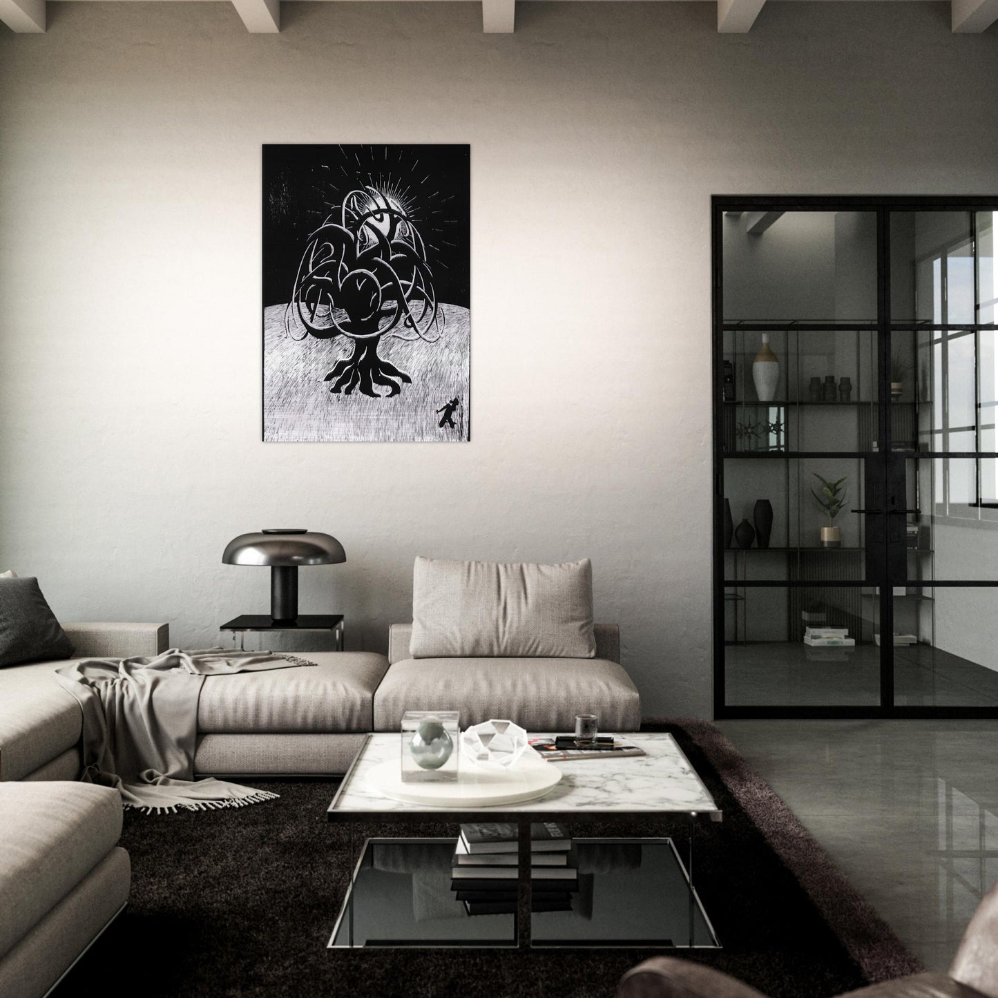 TWON TREE - MC Escher Brushed Aluminum Print - 70x100 cm / 28x40 inches | MC Escher Aluminum Print | MC Escher Prints