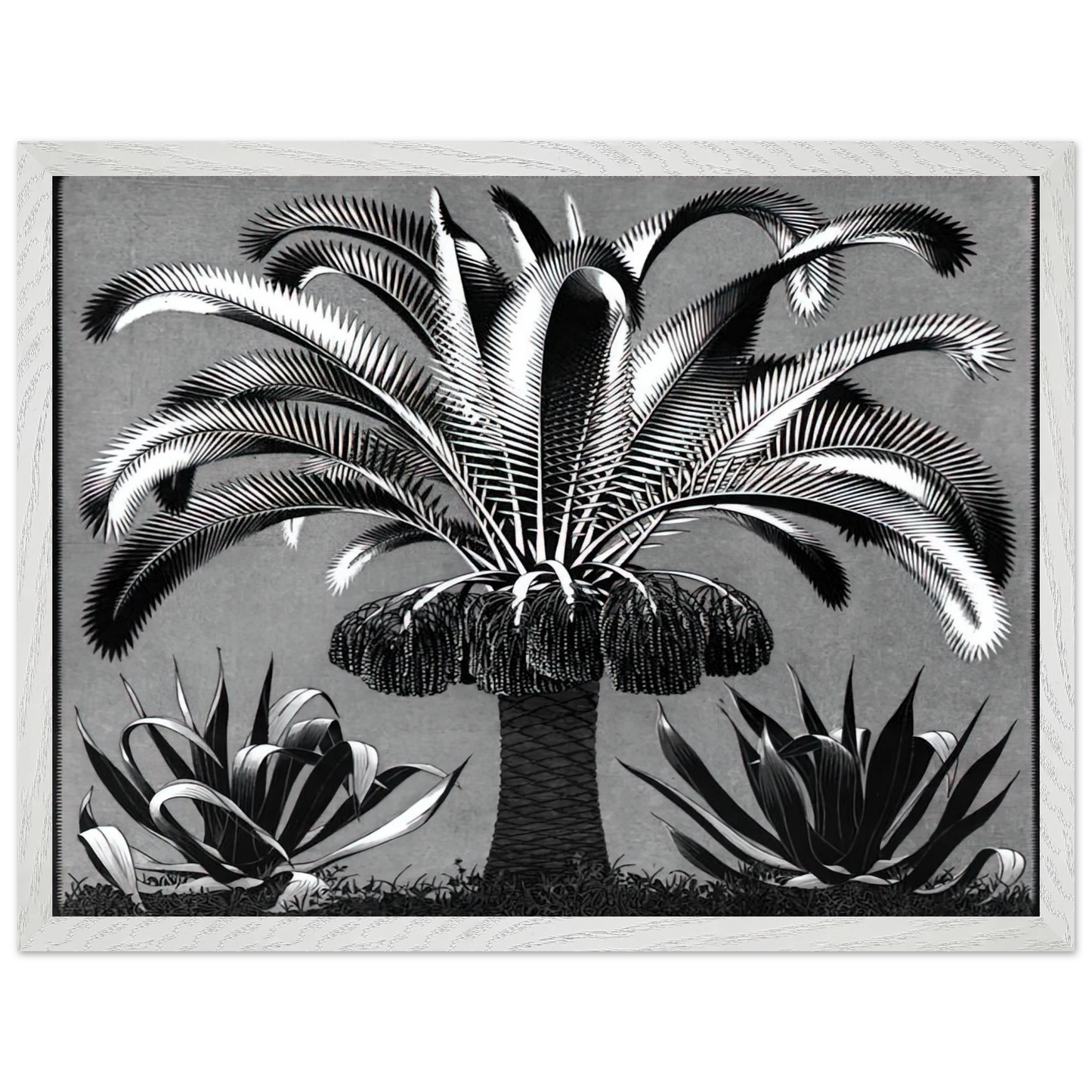 MC Escher - PALM Wall Art - 30x40 cm / 12x16 inches - Premium Wooden Framed Poster With Fine Art Paper-canvas - Wood frame