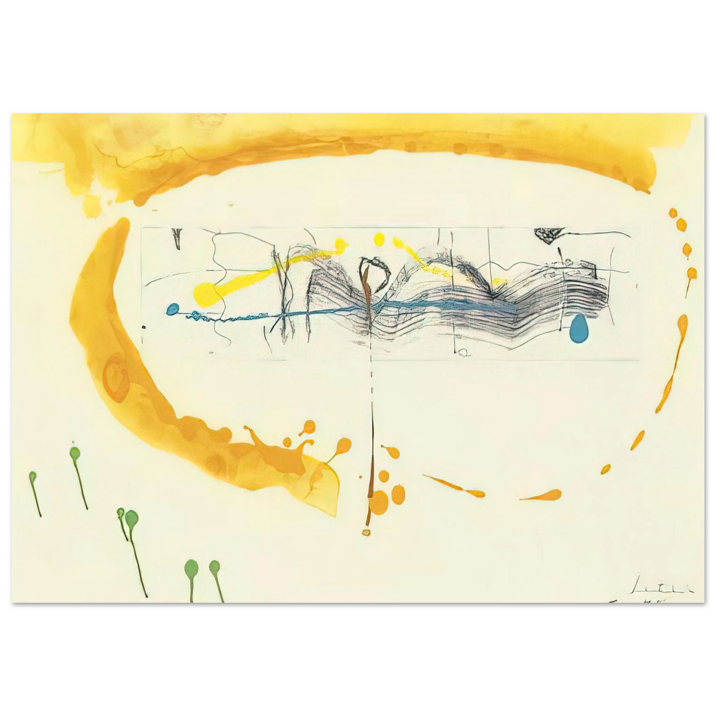 Helen Frankenthaler - Making Music - 2000 Wall art - 28x43  cm / XL (11x17 inches) - Premium Wooden Framed Poster With Fine Art Paper-canvas - Black frame