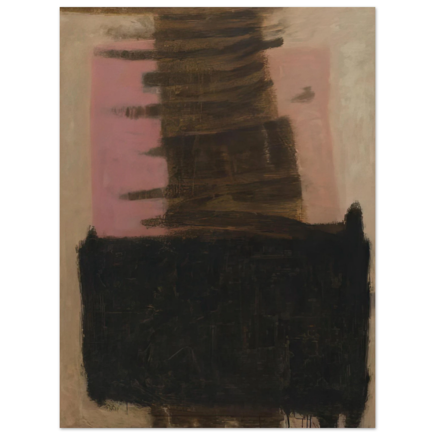 Adja Yunkers - Composition in Black  Ochre - 1957  75x100 cm / 30x40inches Fine Art Poster