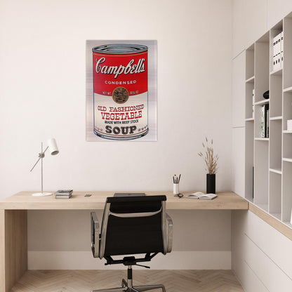 Campbell's Soup Can  Old Fashioned Vegetable  - Andy Warhol Brushed Aluminum Print - 70x100 cm / 28x40 inches | Andy Warhol Aluminum Print | Andy Warhol Prints